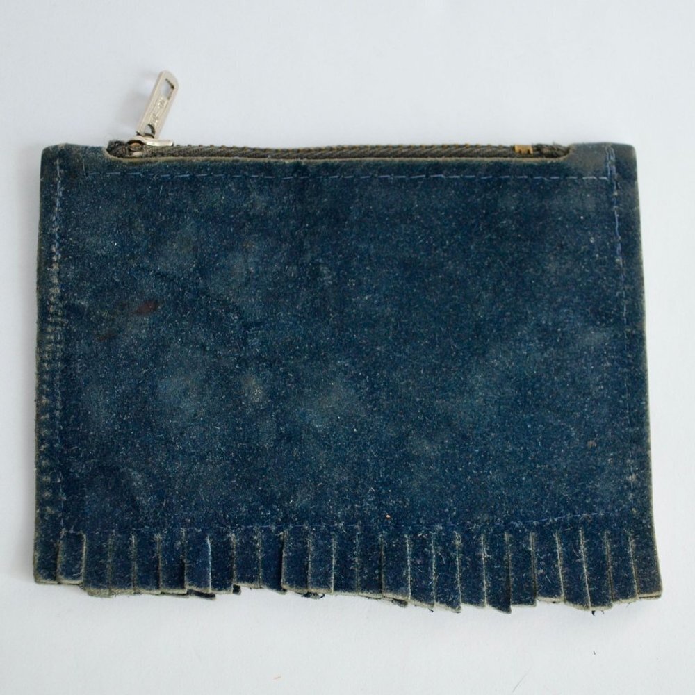 Vintage Dark Blue Takahashi Japan Coin Purse Leather Zippered
